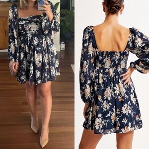 Abercrombie & Fitch Emerson Balloon Sleeve Mini Dress Floral Preppy Womens M